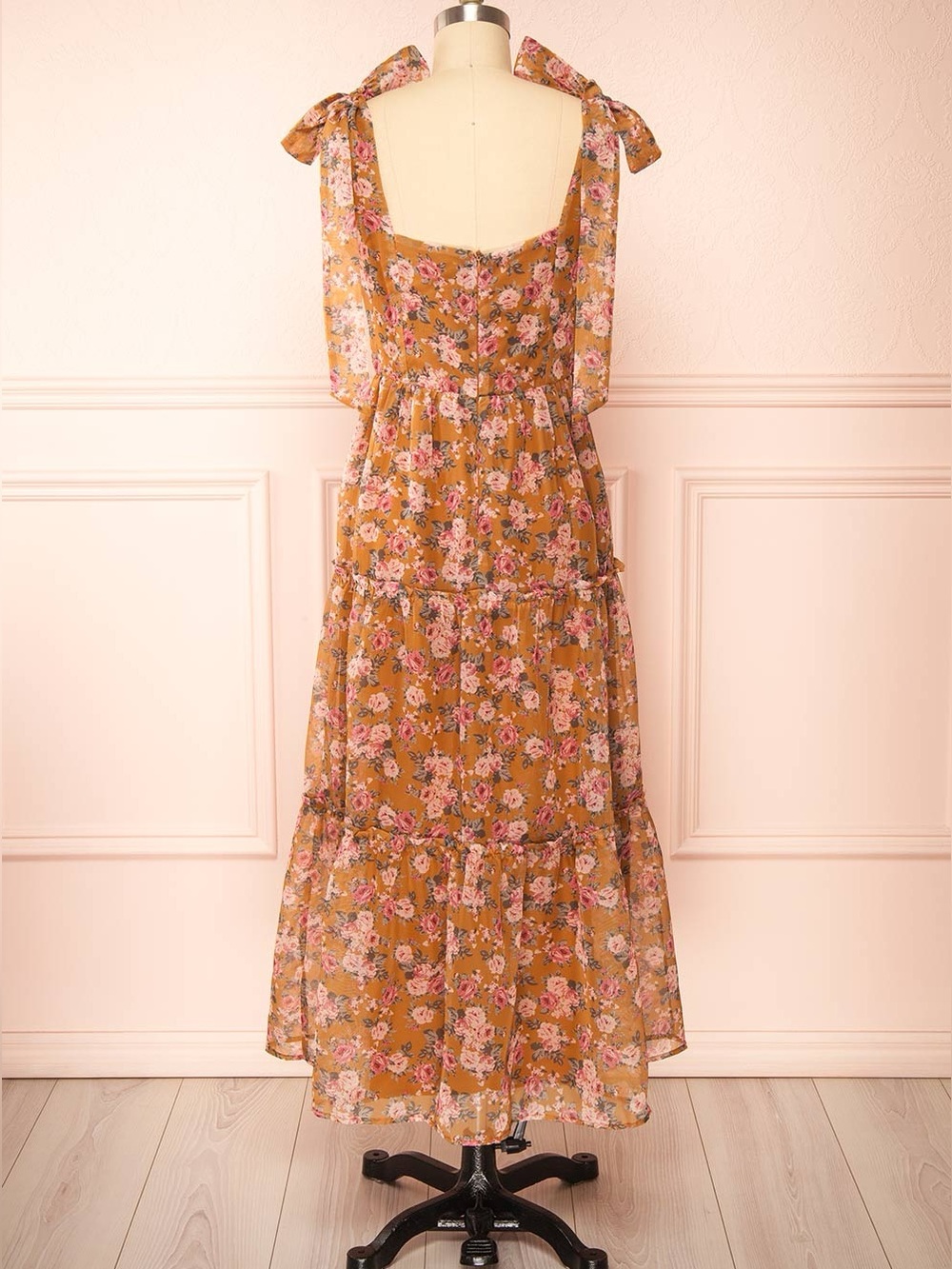 STORIA Floral Tiered Midi Dress | Size Medium | Cottagecore Boho Romantic | Line - Picture 5 of 16